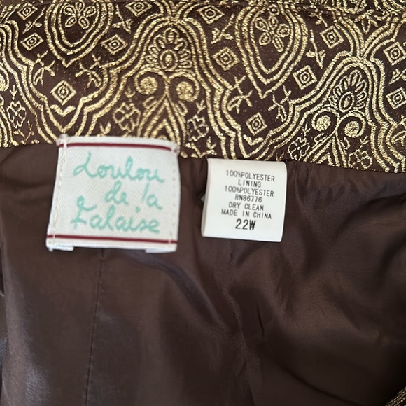 LouLou De La Falaise Pants Slacks Gold and Brown. New with Tags 22W. Lined - Picture 13 of 14